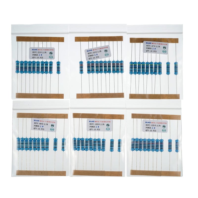 BOJACK 300 Pcs 30 Values Resistor Kit 1 Ohm - 1M Ohm with 1% 2W Metal Film Resistors Assortment - Image 4